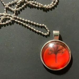 Silver Cabochon Necklace - Tree Of Life